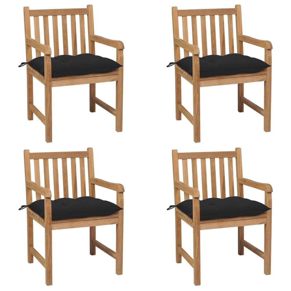 Petromila vidaXL Záhradné stoličky 4 ks s čiernymi podložkami teakový masív